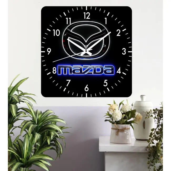 Ceas De Perete Mazda Blue -negru-48x48 Cm-plastic-patrat