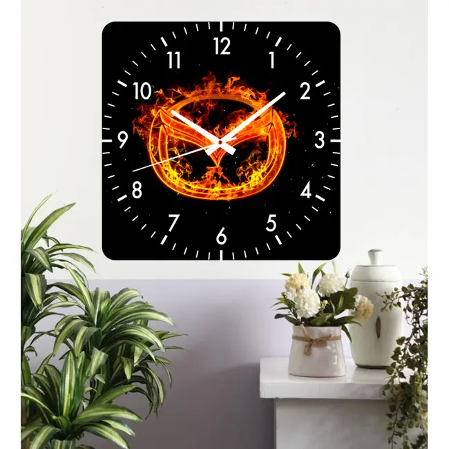 Ceas De Perete Mazda Fire -negru-48x48 Cm-plastic-patrat