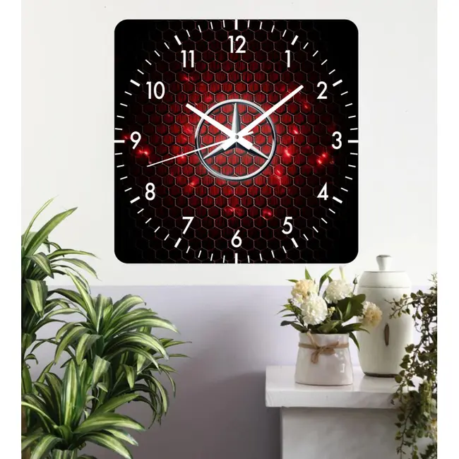 Ceas De Perete Mercedes Black -negru-48x48 Cm-plastic-patrat