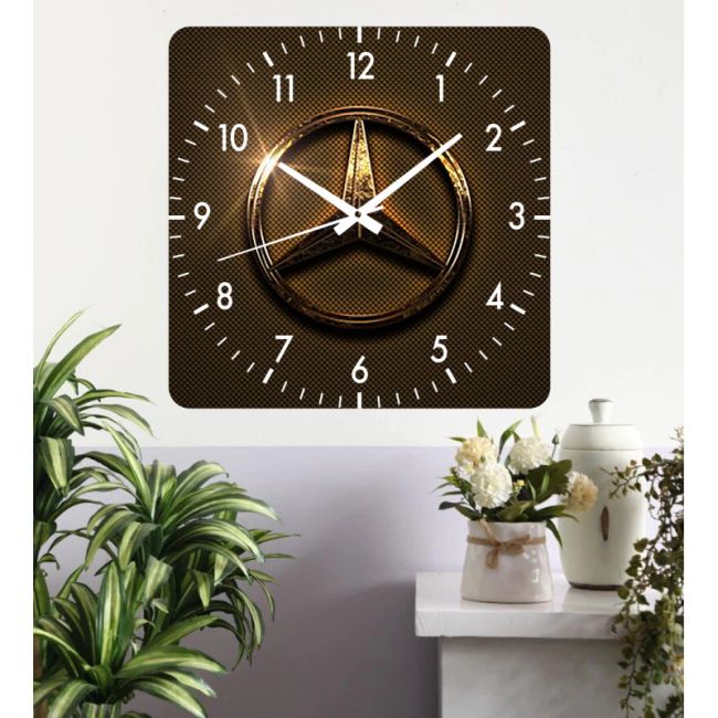 Ceas de perete mercedes gold -negru-40x40 cm-plastic-patrat
