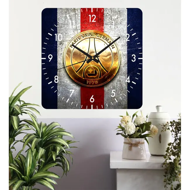 Ceas De Perete Paris Saint Germaine -48x48 Cm-plastic-patrat-multicolor