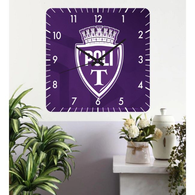 Ceas de perete poli timisoara -30x30 cm-plastic-patrat-mov
