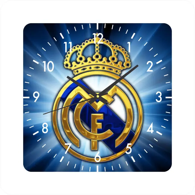 Ceas De Perete Real Madrid -albastru-30x30 Cm-plastic-patrat