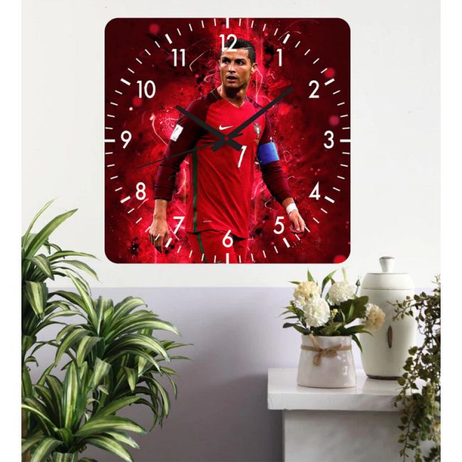 Ceas De Perete Ronaldo -rosu-40x40 Cm-plastic-patrat