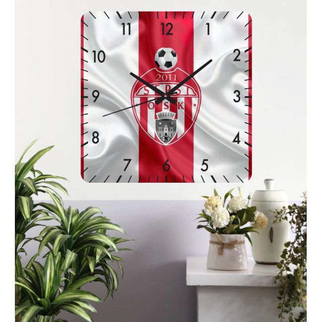 Ceas De Perete Sepsi Osk Sfantu Gheorghe -rosu-40x40 Cm-plastic-patrat