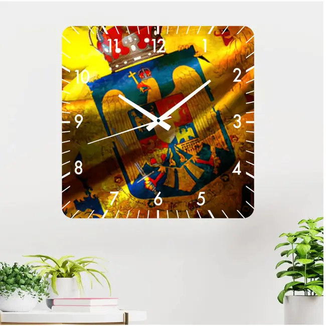 Ceas De Perete Steag Romania 3 -40x40 Cm-plastic-patrat-multicolor