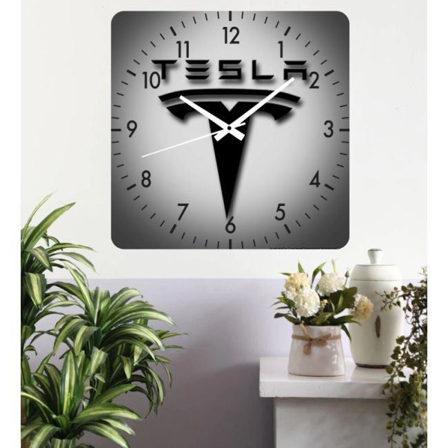 Ceas de perete tesla grey -gri-40x40 cm-plastic-patrat