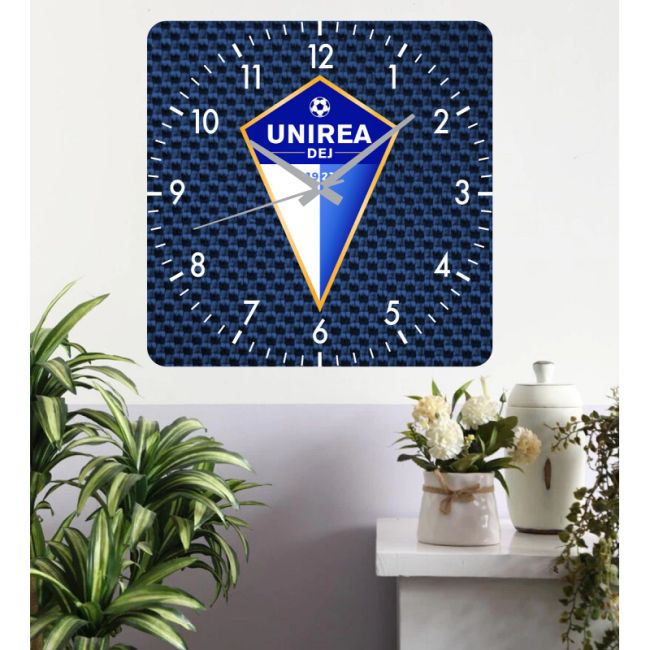 Ceas De Perete Unirea Dej -albastru-48x48 Cm-plastic-patrat