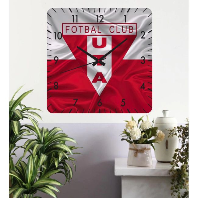 Ceas de perete uta arad -rosu-48x48 cm-plastic-patrat