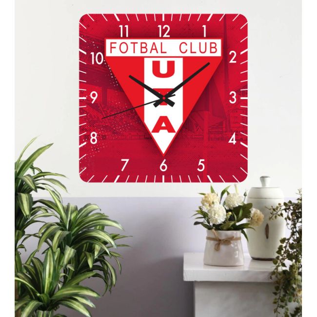 Ceas De Perete Uta Arad -rosu-48x48 Cm-plastic-patrat
