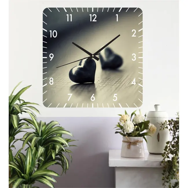 Ceas De Perete Vintage Love -gri-40x40 Cm-plastic-patrat