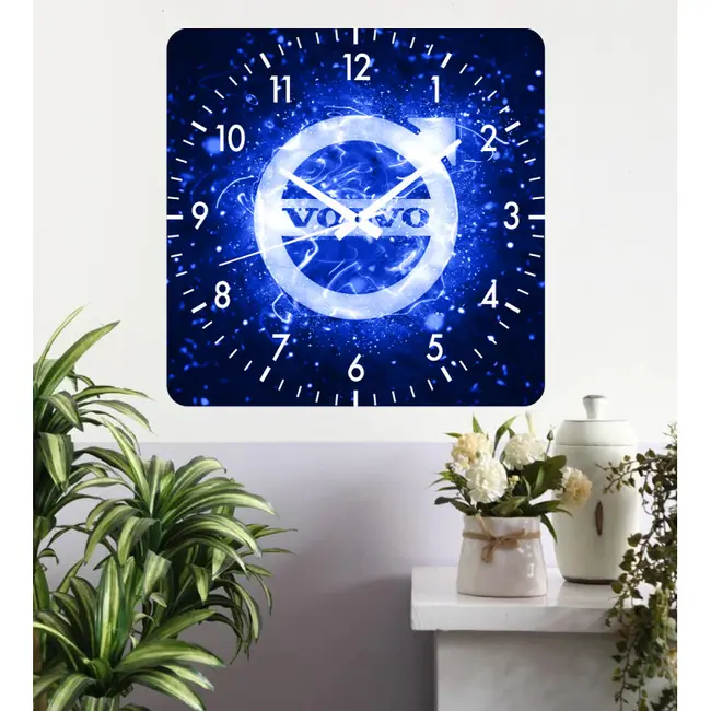 Ceas De Perete Volvo Blue -albastru-30x30 Cm-plastic-patrat