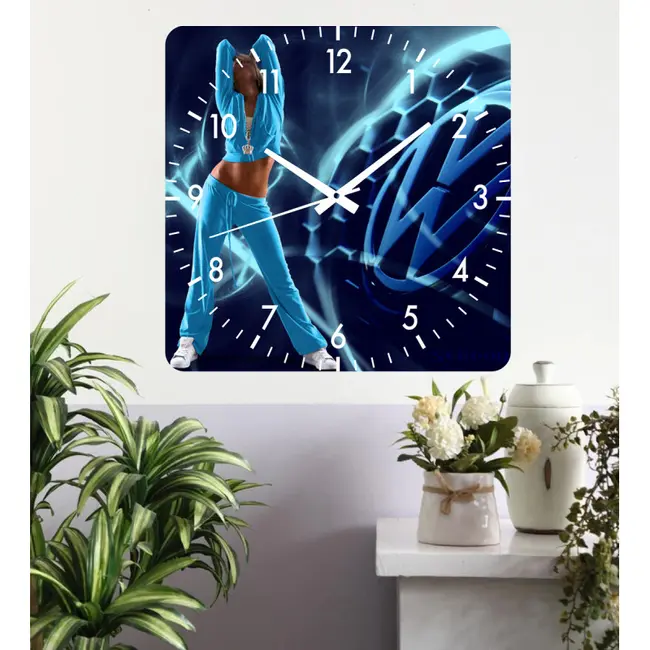 Ceas De Perete Vw Blue -albastru-40x40 Cm-plastic-patrat