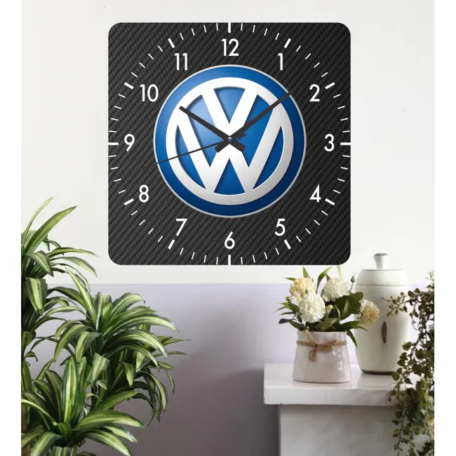Ceas De Perete Vw Dark Blue -negru-40x40 Cm-plastic-patrat