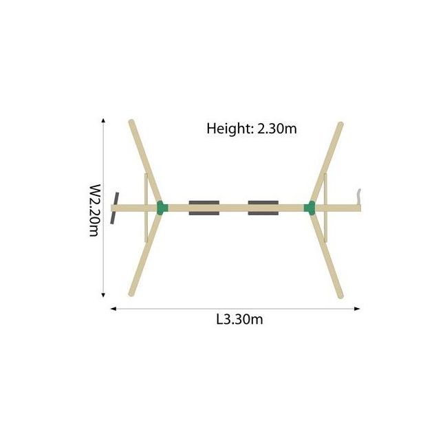 Complex de leagane cu cataratoare gibbon, pentru 4 copii, din lemn tratat, plum 27012 - okeplum27012