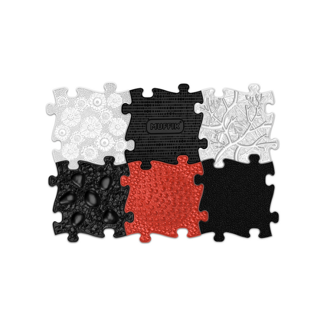 Covoras ortopedic senzorial puzzle set  rosu si negru pentru bebelusi muffik - okemfk-023-3