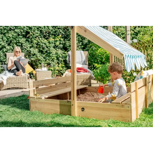 Cutie de nisip cu bancute si parasolar reglabil, plum 25509 - okeplum25509aa108