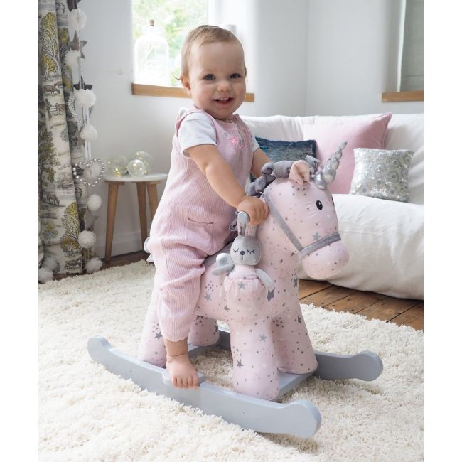 Little Bird Told Me - Celeste  Fae Rocking Unicorn Toy, Ride On Unicorn, Pentru Copii De Peste 9 Luni, Jucarie Moale Unicorn Cu Balansoare Din Lemn, Tesaturi Senzoriale Pentru Fetite Pjblb3074