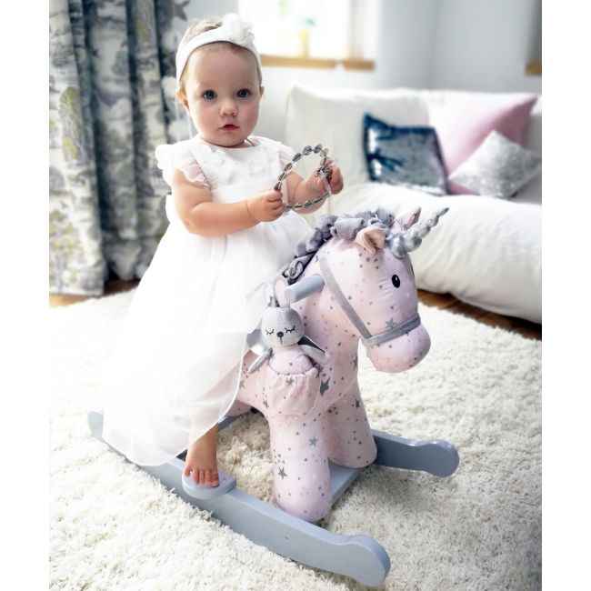 Little Bird Told Me - Celeste  Fae Rocking Unicorn Toy, Ride On Unicorn, Pentru Copii De Peste 9 Luni, Jucarie Moale Unicorn Cu Balansoare Din Lemn, Tesaturi Senzoriale Pentru Fetite Pjblb3074