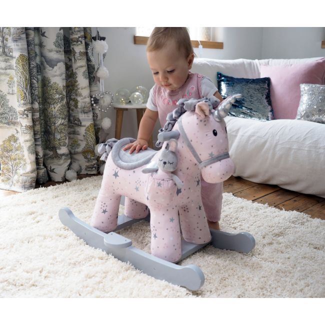 Little Bird Told Me - Celeste  Fae Rocking Unicorn Toy, Ride On Unicorn, Pentru Copii De Peste 9 Luni, Jucarie Moale Unicorn Cu Balansoare Din Lemn, Tesaturi Senzoriale Pentru Fetite Pjblb3074