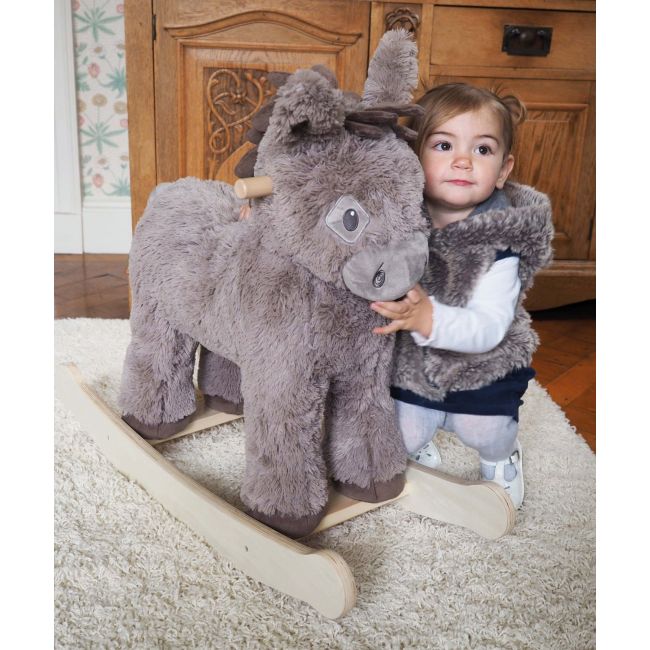 Little Bird Told Me - Norbert Rocking Donkey, Pentru Copii De Peste 9 Luni, Balansoare Din Lemn, Tesaturi Senzoriale Pentru Fetite Si Baieti Pjblb3088