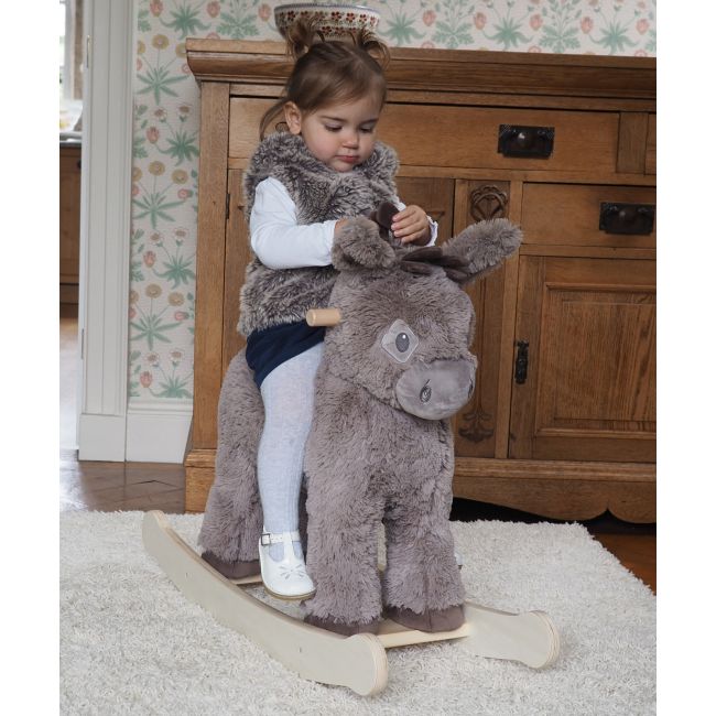 Little Bird Told Me - Norbert Rocking Donkey, Pentru Copii De Peste 9 Luni, Balansoare Din Lemn, Tesaturi Senzoriale Pentru Fetite Si Baieti Pjblb3088
