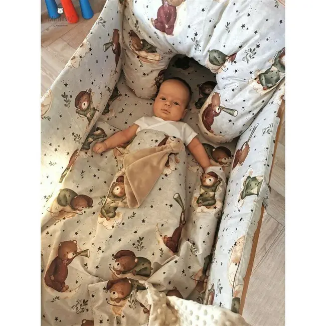 MimiNu - Cearceaf cu elastic pentru landou, carucior si cosulet, Dimensiune 80x35 cm, Din bumbac certificat Oeko Tex Standard 100, Teddy Bear On Moon BYN6426972023528
