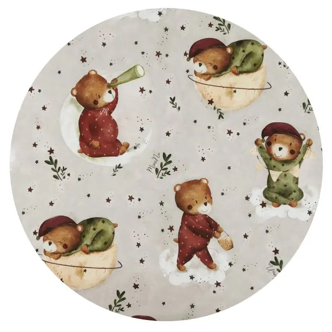 MimiNu - Cearceaf cu elastic pentru patut co-sleeper, Vera, Dimensiune 89 x 51 cm, Din bumbac certificat Oeko Tex Standard 100, Teddy Bear On Moon BYN6426972023559