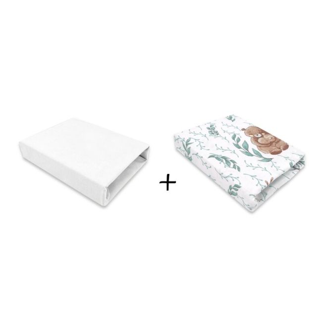 MimiNu - Set 2 cearceafuri cu elastic pentru patut leagan sau patut co-sleeper, 90x50 cm, Din bumbac, Material certificat Oeko Tex Standard 100, White and Lulu Natural BYN6426972024037