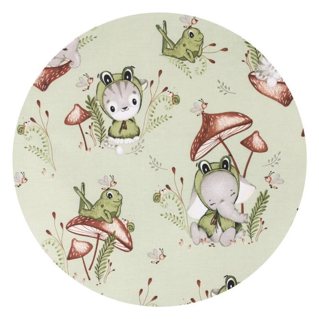 Qmini - Aparatoare pentru patut 120x60 cm, Din bumbac certificat Oeko Tex Standard 100, 180x30 cm, Cu panglici, Frogs BYN6426972023313