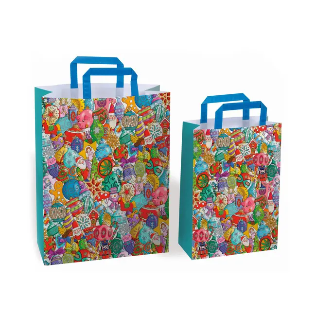Sacosa cadou din hartie - Craciun Fericit (S - 22 x 10.5 x 32cm, 70g) TSG4405