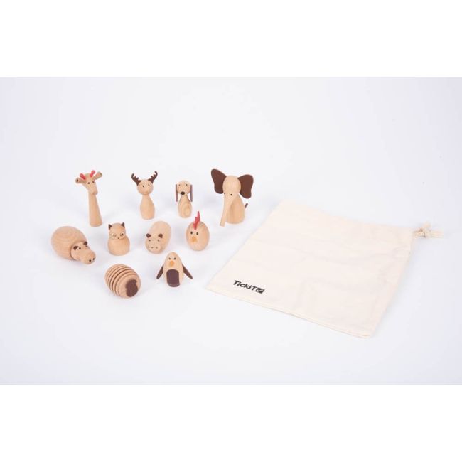 Set 10 animale din lemn lumea animalelor - oketik73472