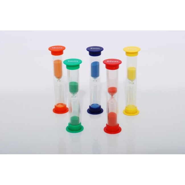 Set de 5 miniclepsidre cu nisip colorat si cronometrare diferita - oketik92007