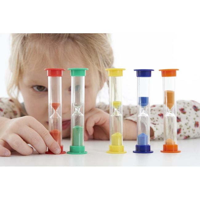 Set de 5 miniclepsidre cu nisip colorat si cronometrare diferita - oketik92007