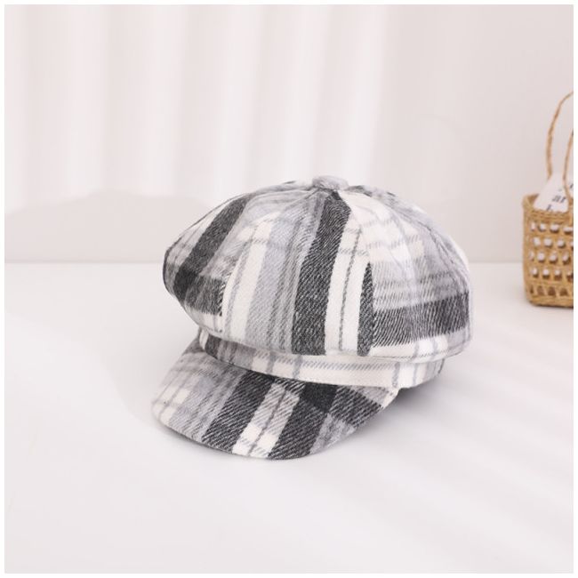 Bereta in carouri gri pentru fetite - Chic MDHT2023-58-2-ca2