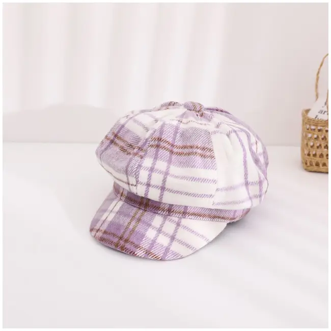 Bereta in carouri lila pentru fetite - Chic MDHT2023-58-3-ca2