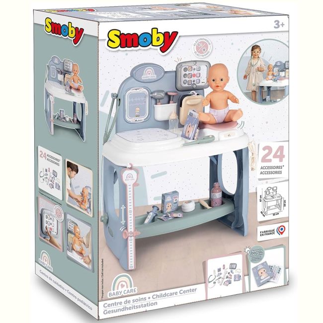 Centru de ingrijire pentru papusi smoby baby care center albastru cu accesorii hubs7600240305