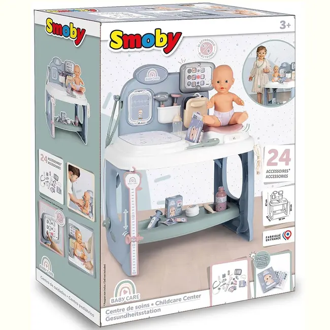 Centru de ingrijire pentru papusi smoby baby care center albastru cu accesorii hubs7600240305