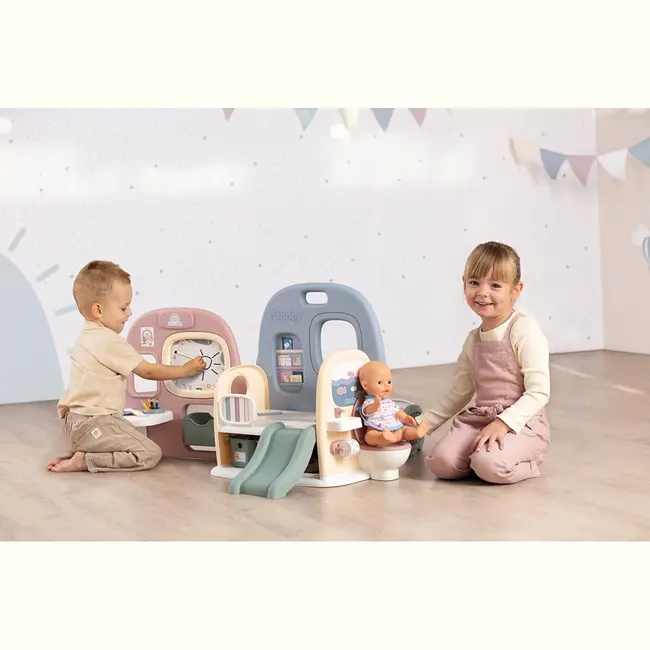 Centru de ingrijire pentru papusi smoby baby care childcare center albastru roz cu accesorii hubs7600240307