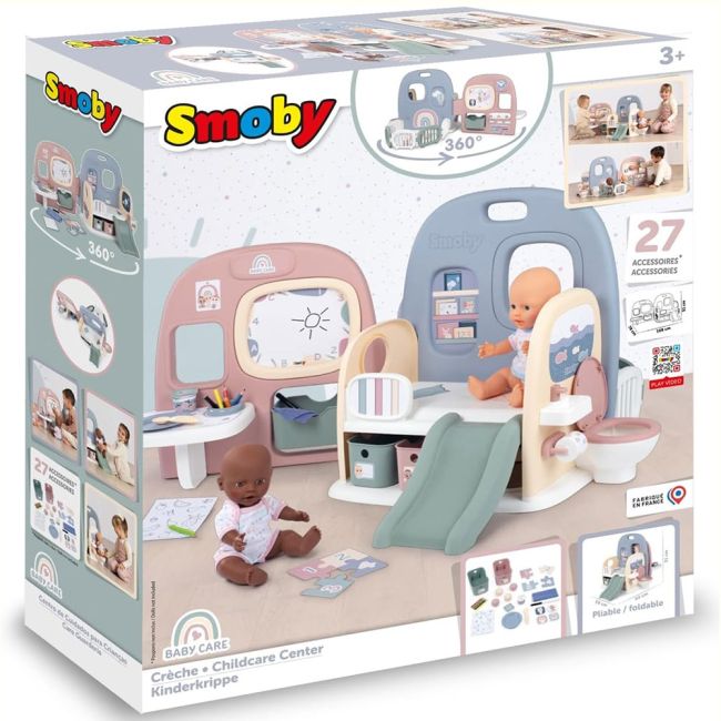 Centru de ingrijire pentru papusi smoby baby care childcare center albastru roz cu accesorii hubs7600240307