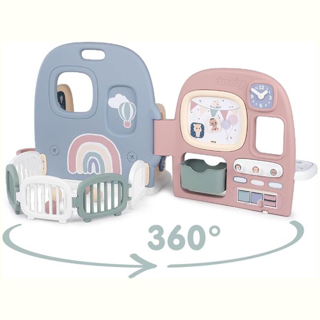 Centru de ingrijire pentru papusi smoby baby care childcare center albastru roz cu accesorii hubs7600240307