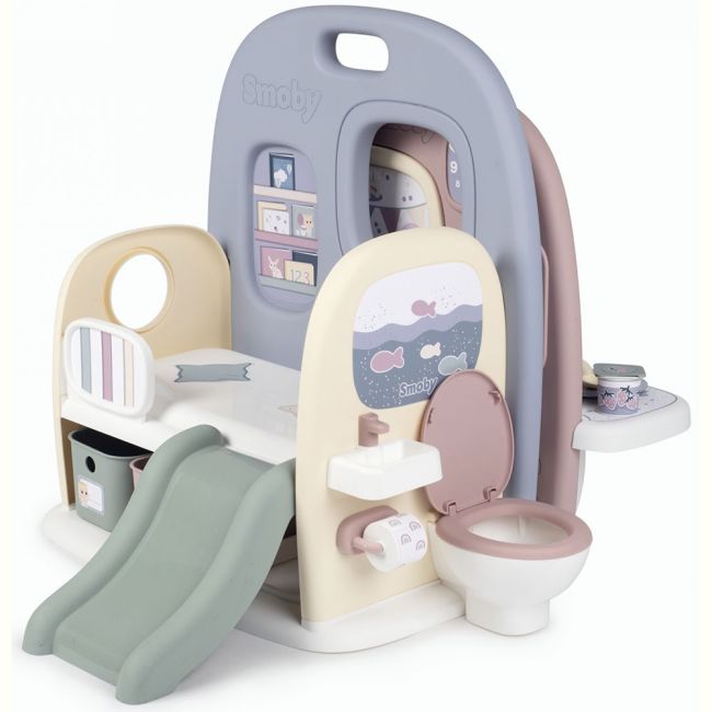 Centru de ingrijire pentru papusi smoby baby care childcare center albastru roz cu accesorii hubs7600240307