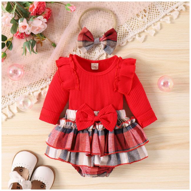 Costumas cu body rosu pentru fetite - Lolita MB798-2-de2