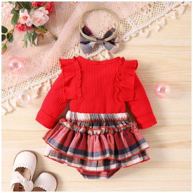 Costumas cu body rosu pentru fetite - Lolita MB798-2-de2