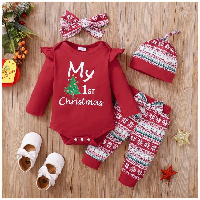 Costumas din 4 piese pentru bebelusi - First Chrismas MBMer17