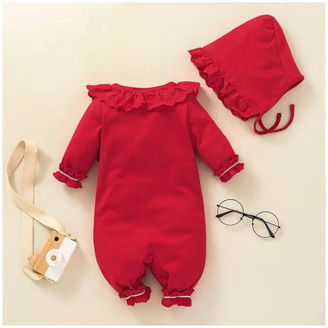 Salopeta rosie cu boneta pentru bebelusi AD839-de2