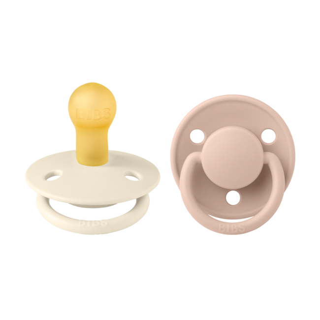Bibs - set 2 suzete de lux latex, tetina rotunda, 0 luni +-ivory/blush bbb180215