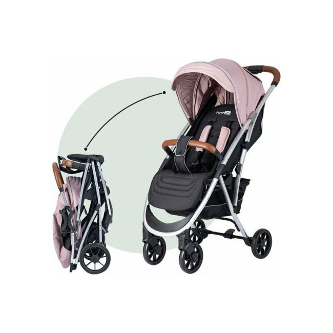 Carucior sport pliabil automat Lux Usor 6.6 Kg Tehnologie inovatoare One-Hand Folding De la 6 luni pana la 22 kg Din aluminiu Cu benzi reflectorizante pe capotina FreeON Beige/Black BYN44701