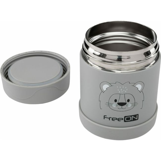 Termos pentru alimente solide, Din otel inoxidabil, Mentine cald pana la 12 ore si rece pana la 24 ore, Conform cu standardul european de securitate EN12546, FreeON, Grey Lion BYN380746