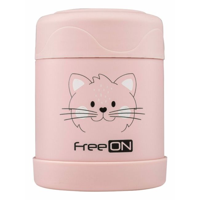 Termos pentru alimente solide, Din otel inoxidabil, Mentine cald pana la 12 ore si rece pana la 24 ore, Conform cu standardul european de securitate EN12546, FreeON, Pink Kitty BYN380722